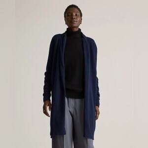 New Quince Mongolian Cashmere Duster Cardigan Sweater Extra Small XS Navy
